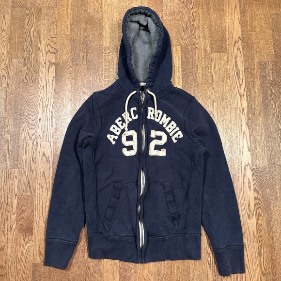 Vintage Y2K Abercrombie & Fitch Distressed Muscle Thermal Zip Hoodie Mens M - Picture 1 of 12